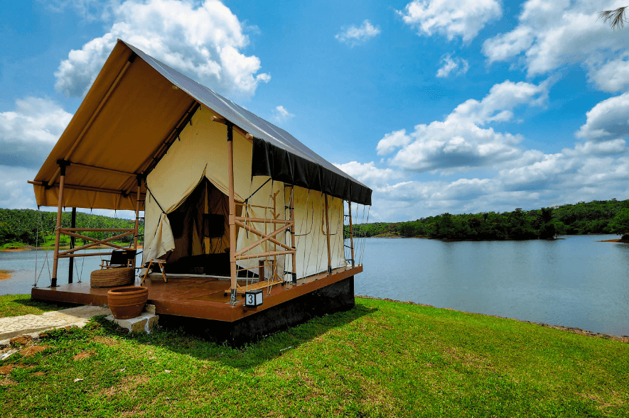 sofia's lake glamping tent view from outside